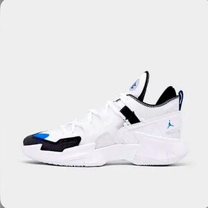 White and Blue Athletic Sneakers